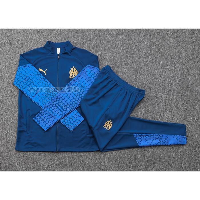 Tuta da Track de Giacca del Olympique Marsiglia 2023-2024 Blu Oscuro